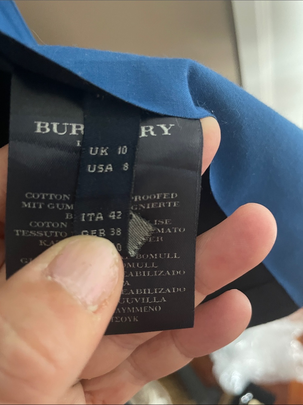 Burberry trench jacket Blue Belted Wrap Jacket - sz 8 - Picture 10 of 10